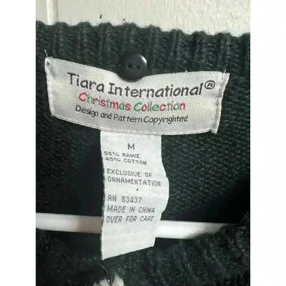 Tiara International Black Snowflake Sweater Christmas Cardigan Medium - Picture 2 of 7